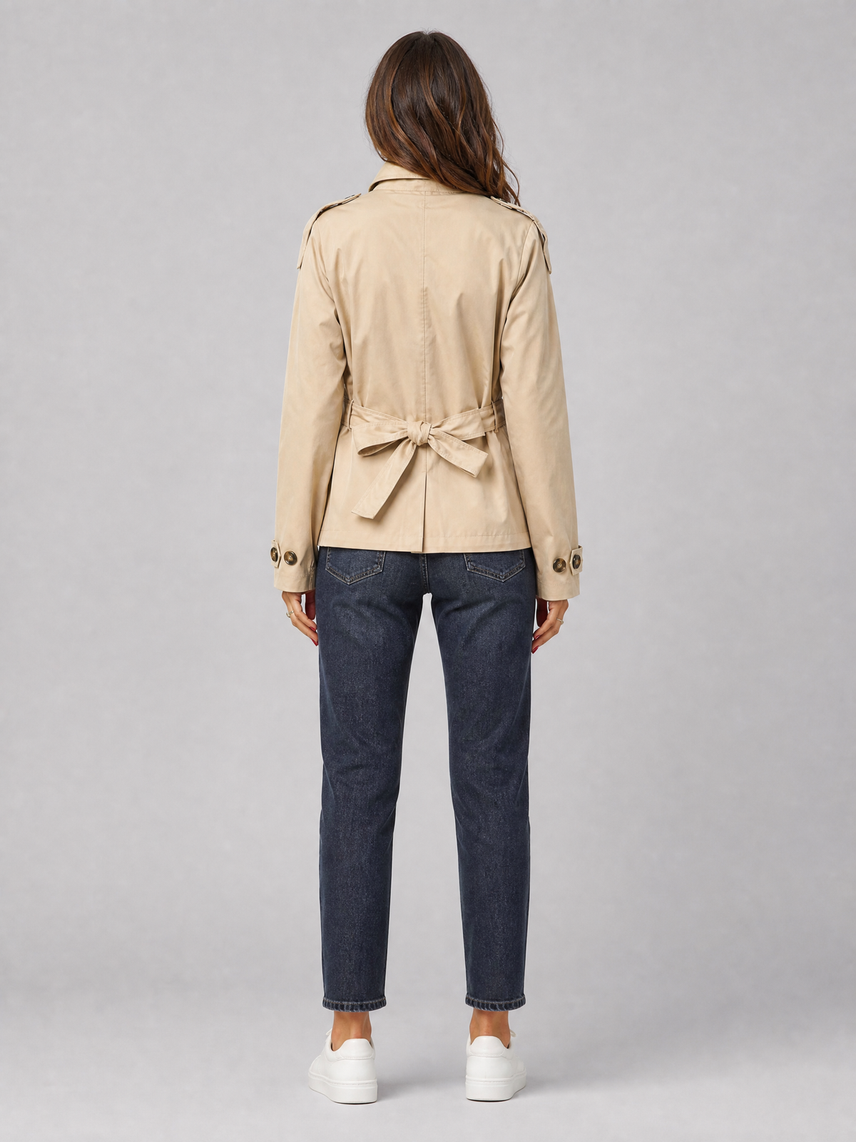 Women's Technical Short Belted Trenchcoat Tailored Fit