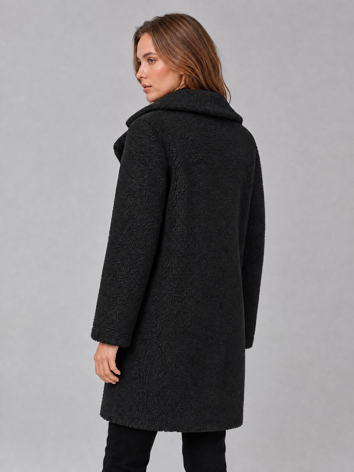 Women's Teddy Fleece Double Breasted Overcoat Tailored Fit