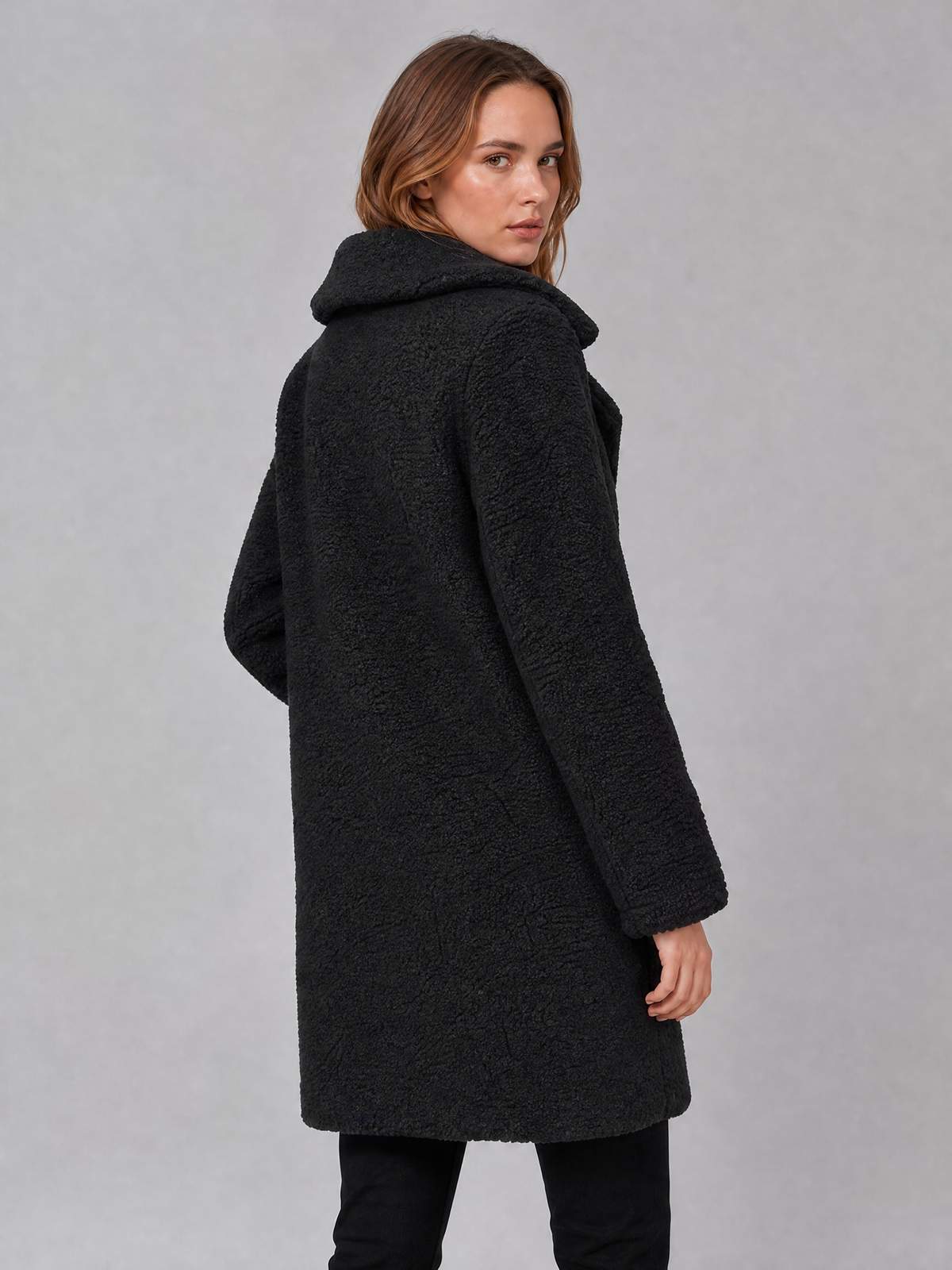 Women's Teddy Fleece Double Breasted Overcoat Tailored Fit