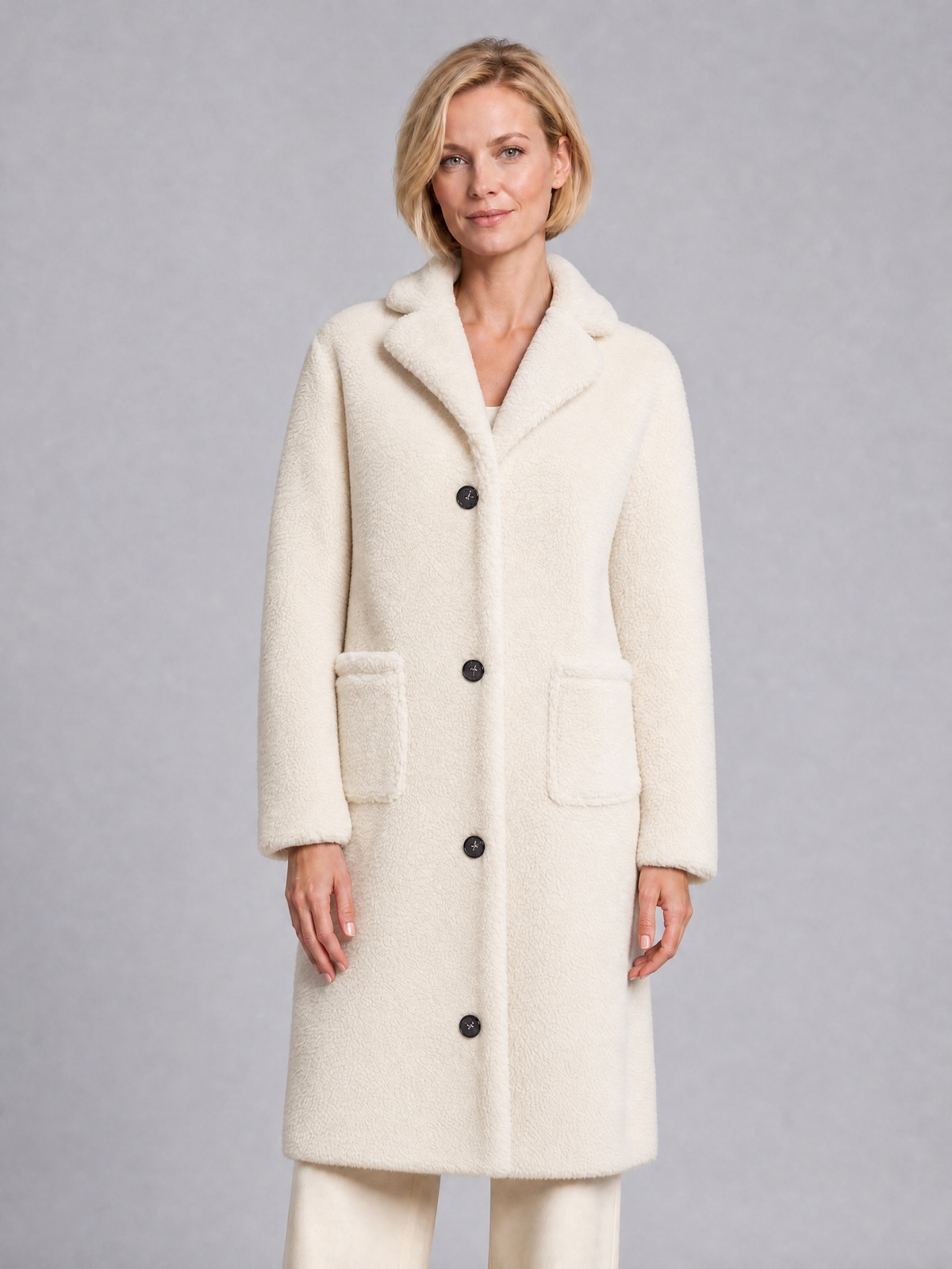 Women's Teddy Fleece Single Breasted Coat Tailored Fit