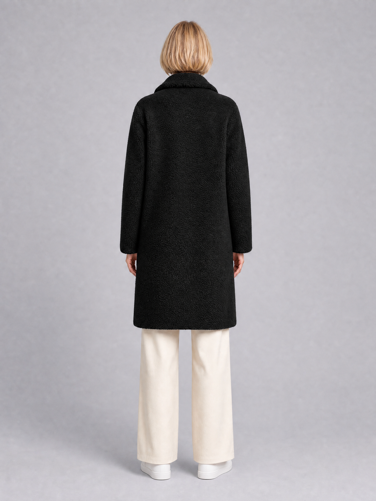 Women's Teddy Fleece Single Breasted Coat Tailored Fit