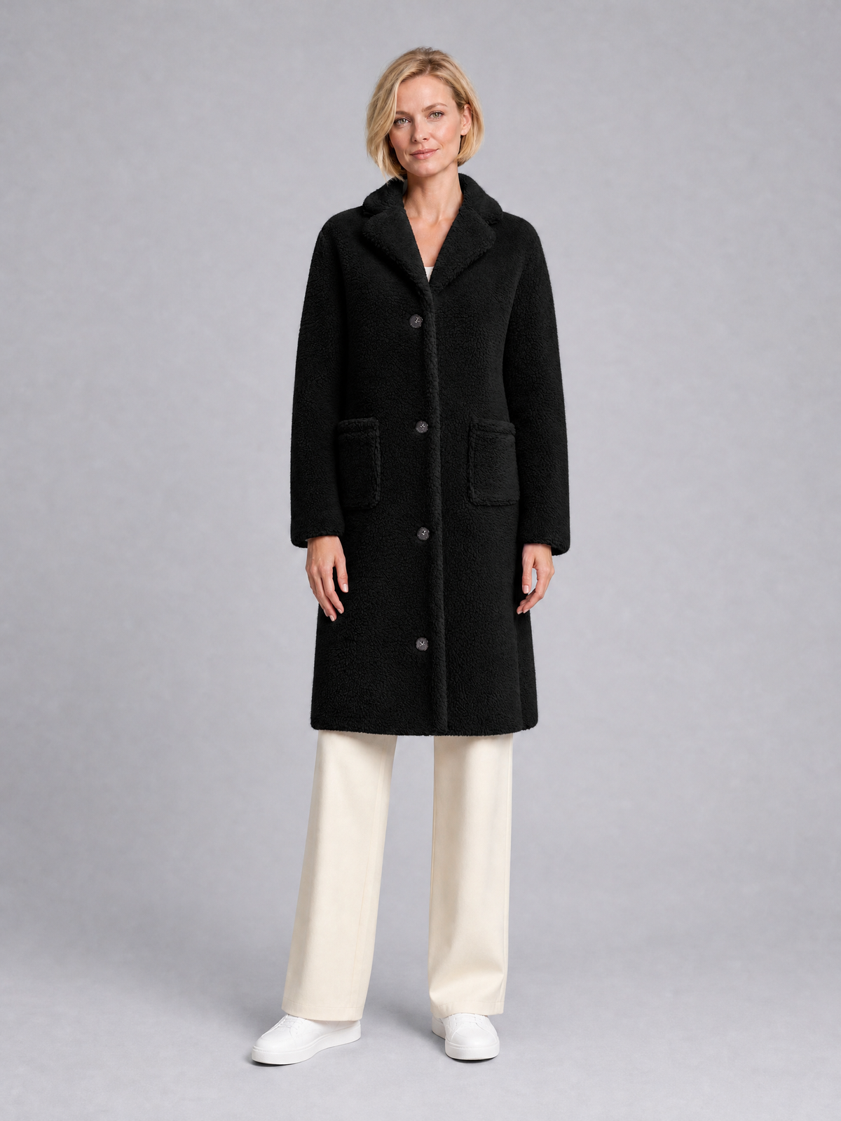Women's Teddy Fleece Single Breasted Coat Tailored Fit