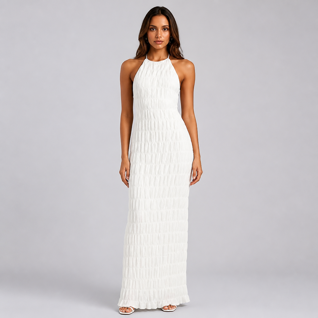 Women's Crinkle Halter Maxi Dress – Resort Holiday Dress