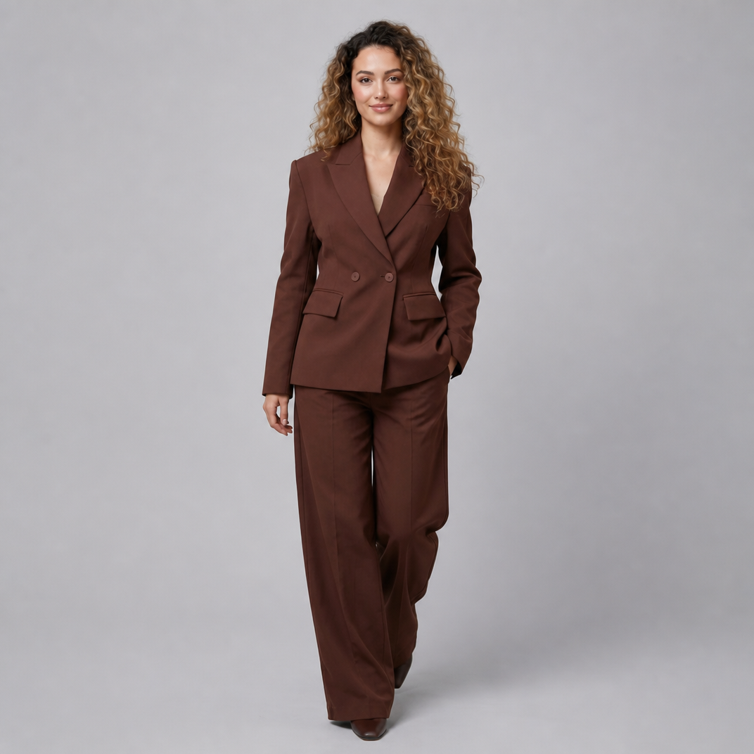 Women’s Textured Panelled Layered Double-Breasted Set