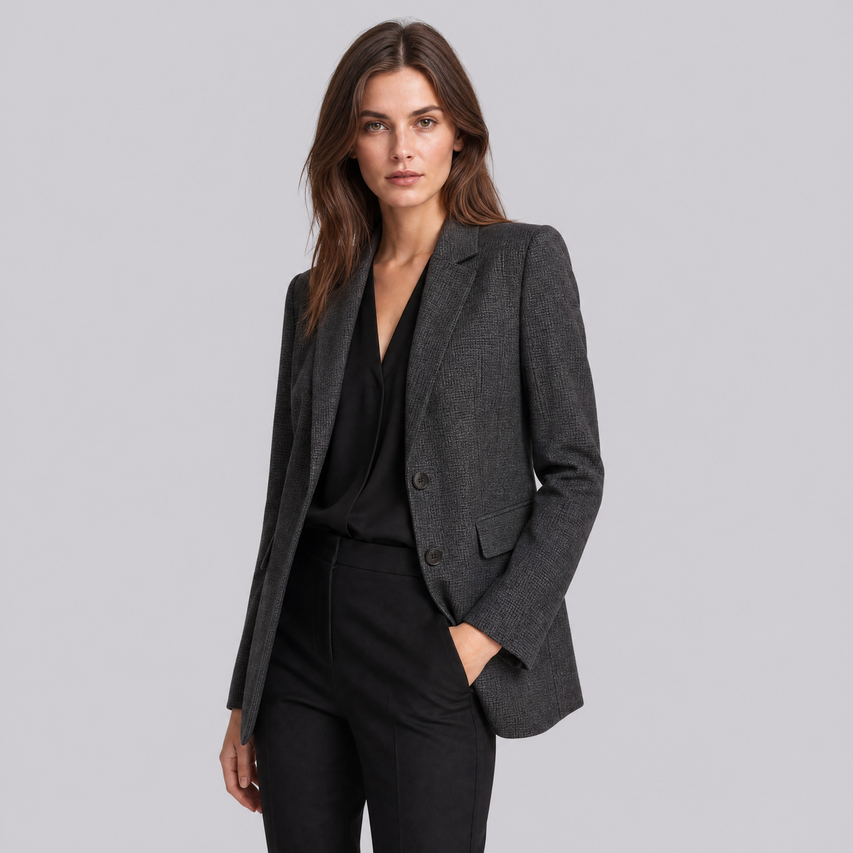 Women's Textured Wool Blend Single-Breasted Smart Blazer