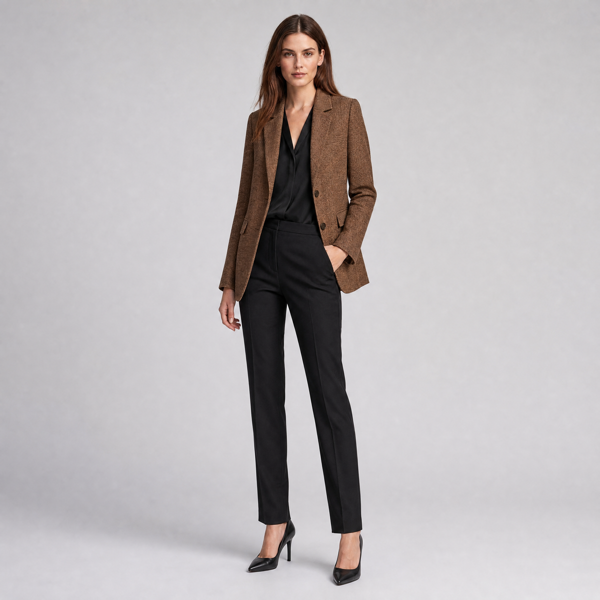 Women's Textured Wool Blend Single-Breasted Smart Blazer