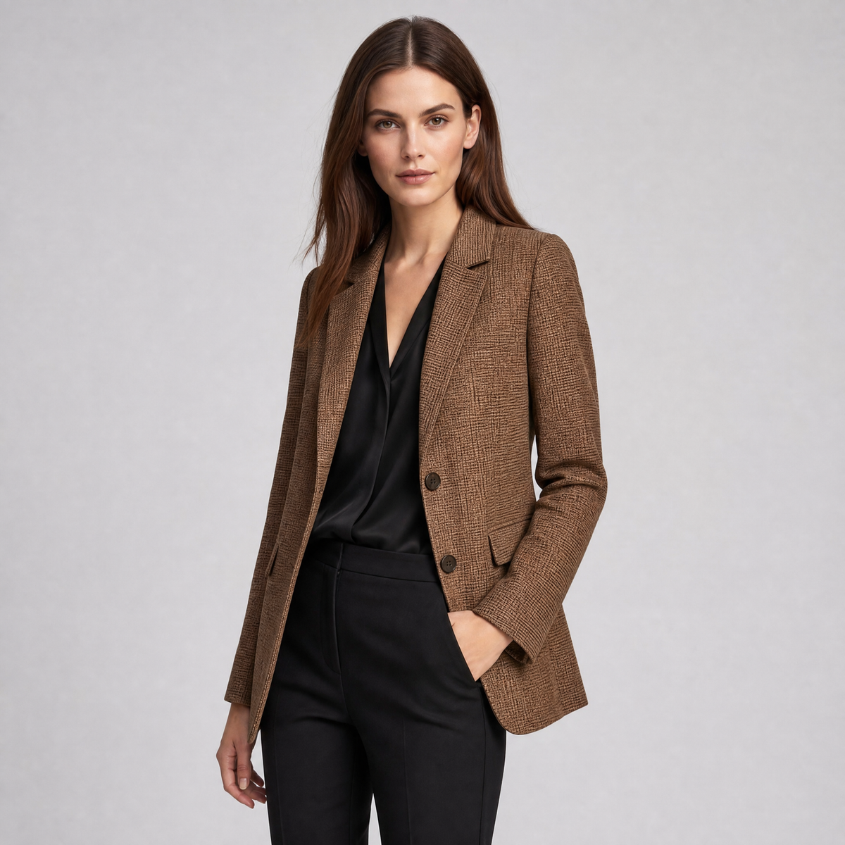 Women's Textured Wool Blend Single-Breasted Smart Blazer
