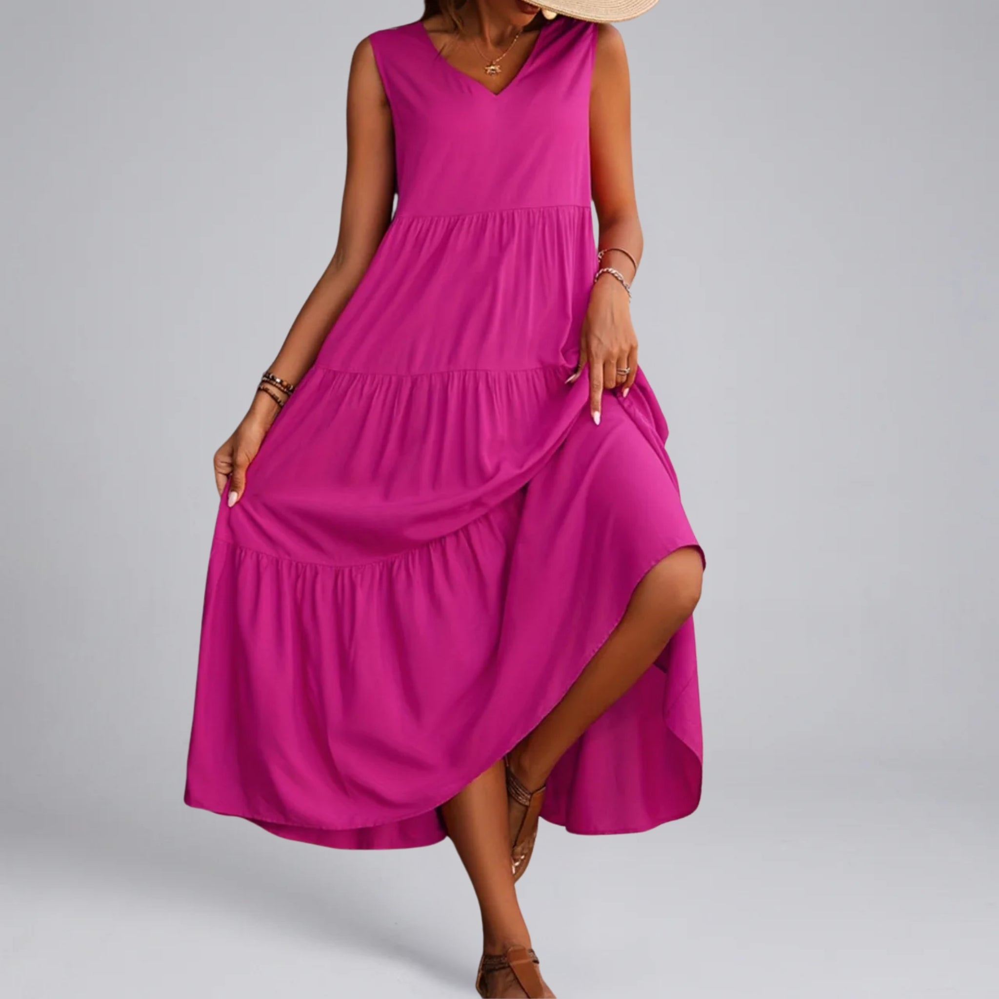 Women’s Tiered V-Neck Maxi Dress