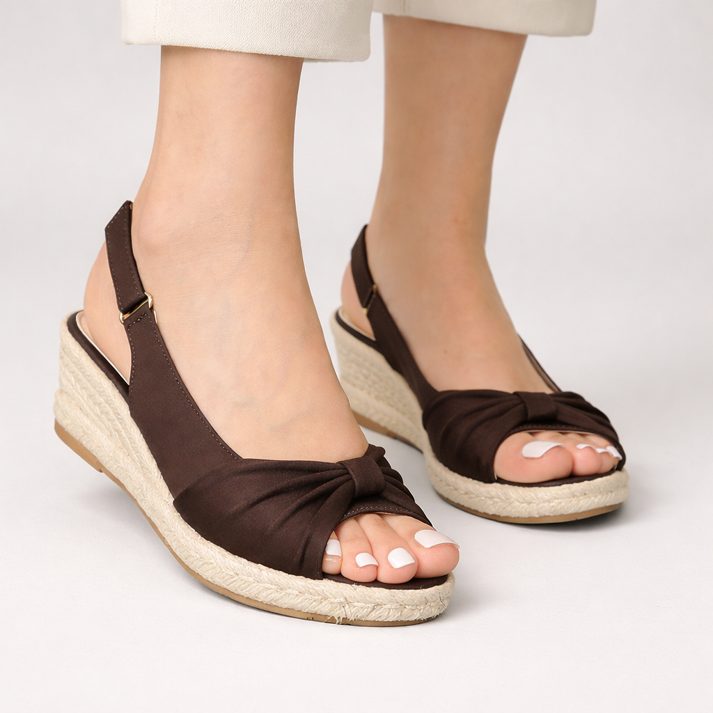 Women’s Twist-Front Espadrille Slingback Wedge Sandals