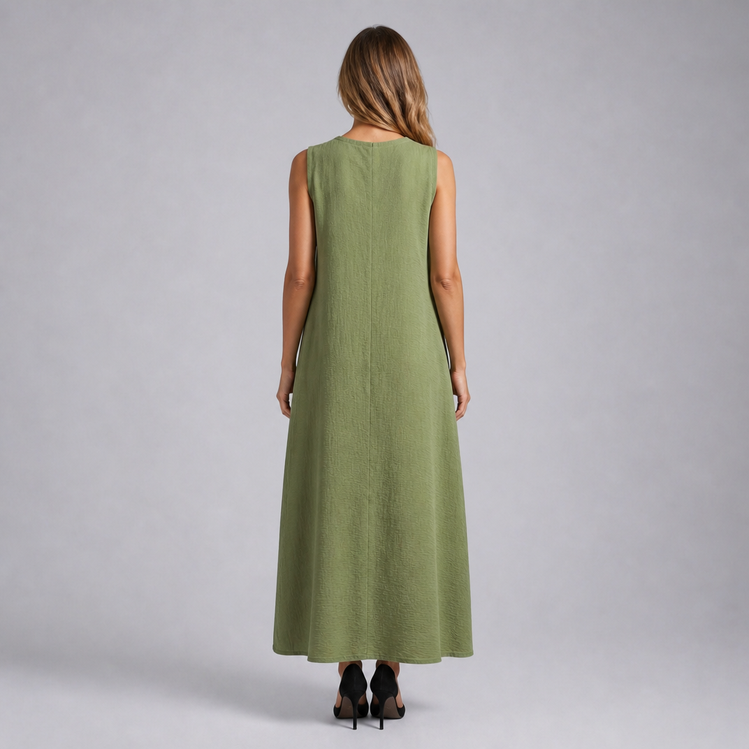 Women’s V-Neck Sleeveless Textured Maxi Dress
