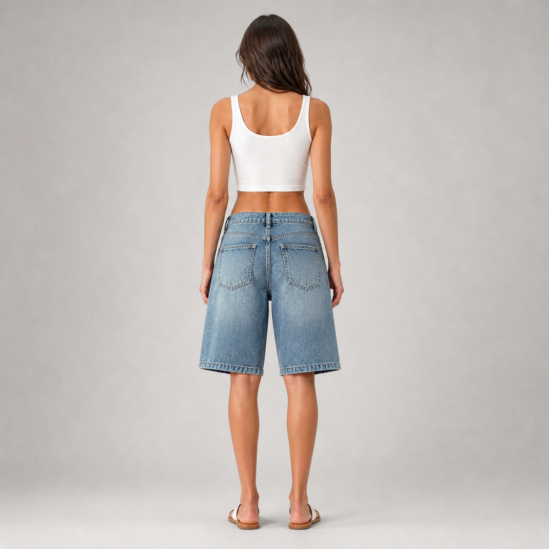 Women's Vintage Blue Denim Bermuda Shorts – Denim Shorts Women