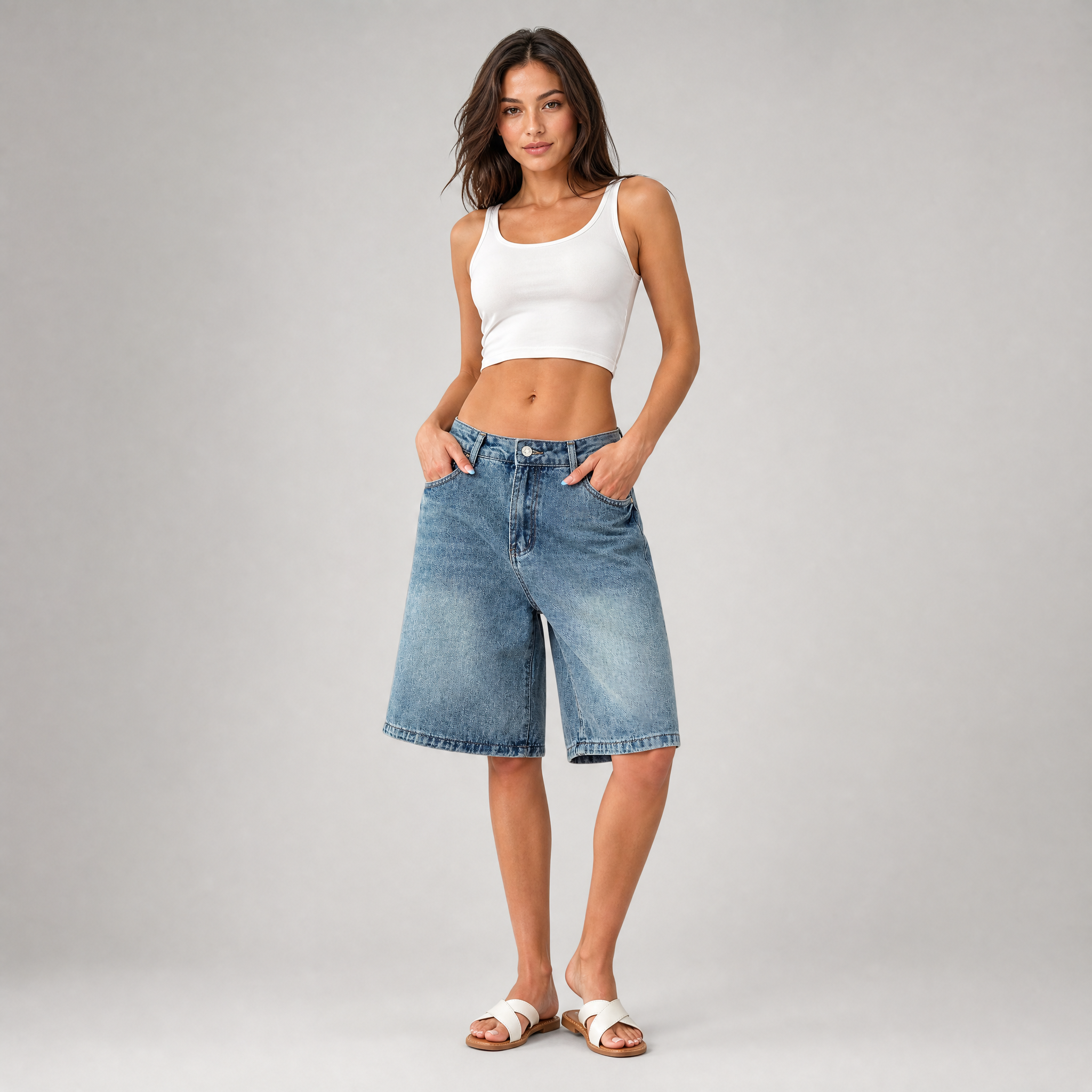Women's Vintage Blue Denim Bermuda Shorts – Denim Shorts Women