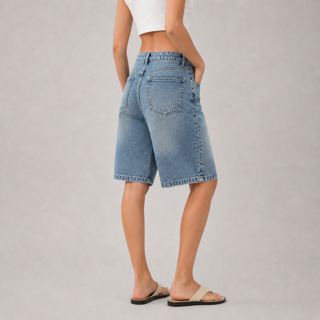 Women's Vintage Blue Denim Bermuda Shorts – Denim Shorts Women