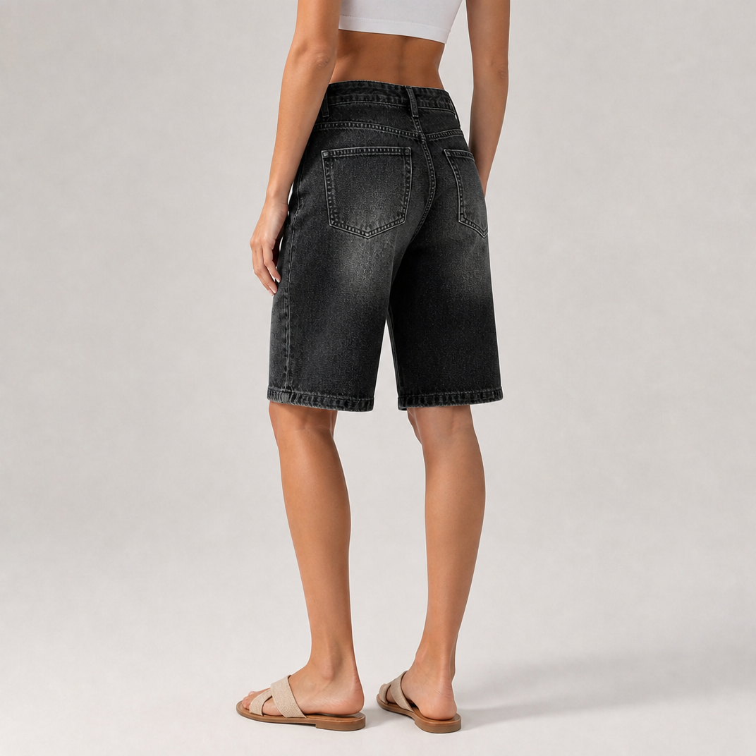 Women's Vintage Blue Denim Bermuda Shorts – Denim Shorts Women