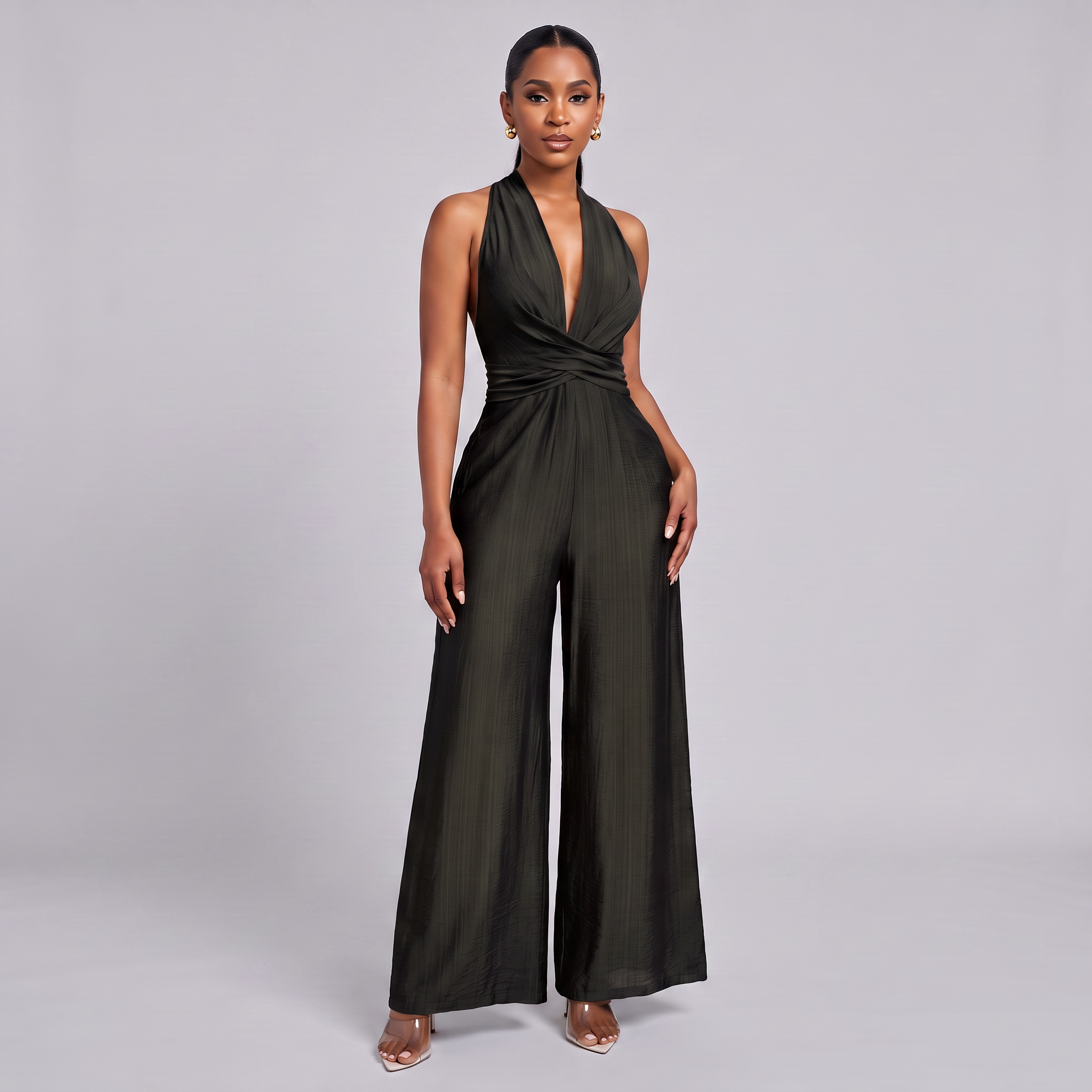 Women's Wide Leg Halter Neck Jumpsuit – Dressy Summer Wear