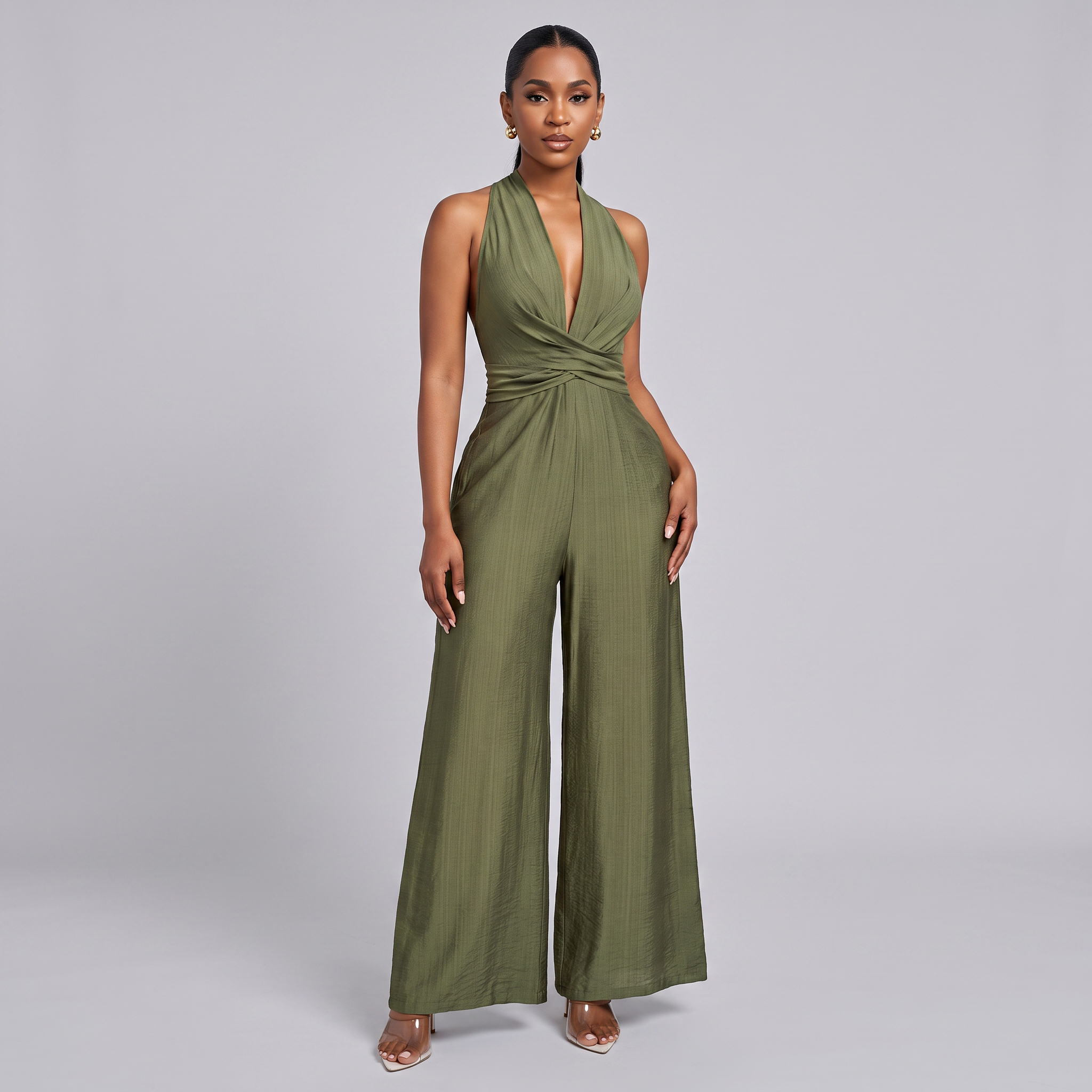 Women's Wide Leg Halter Neck Jumpsuit – Dressy Summer Wear
