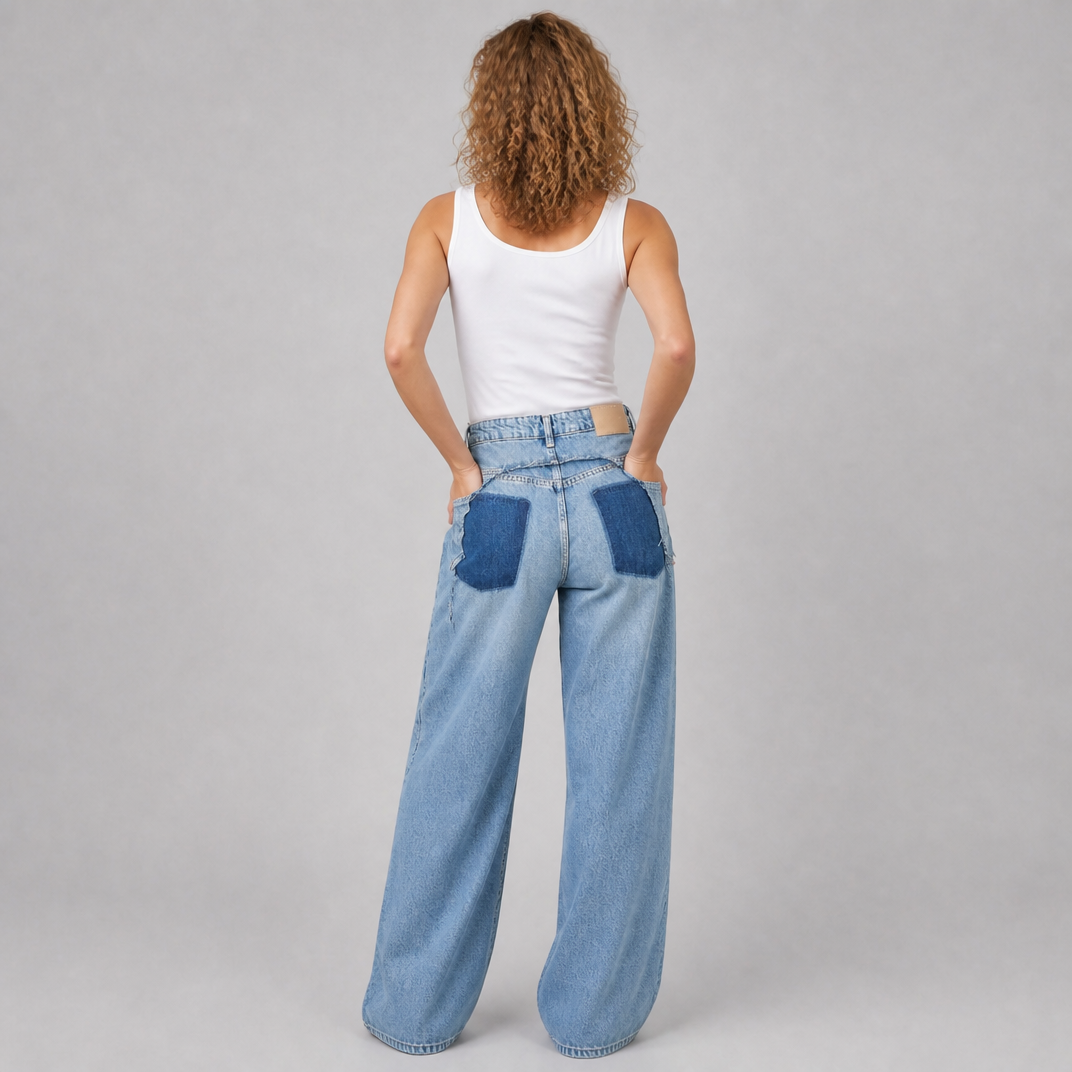 Women’s Winged-Volume Back Cut Detailed Jeans