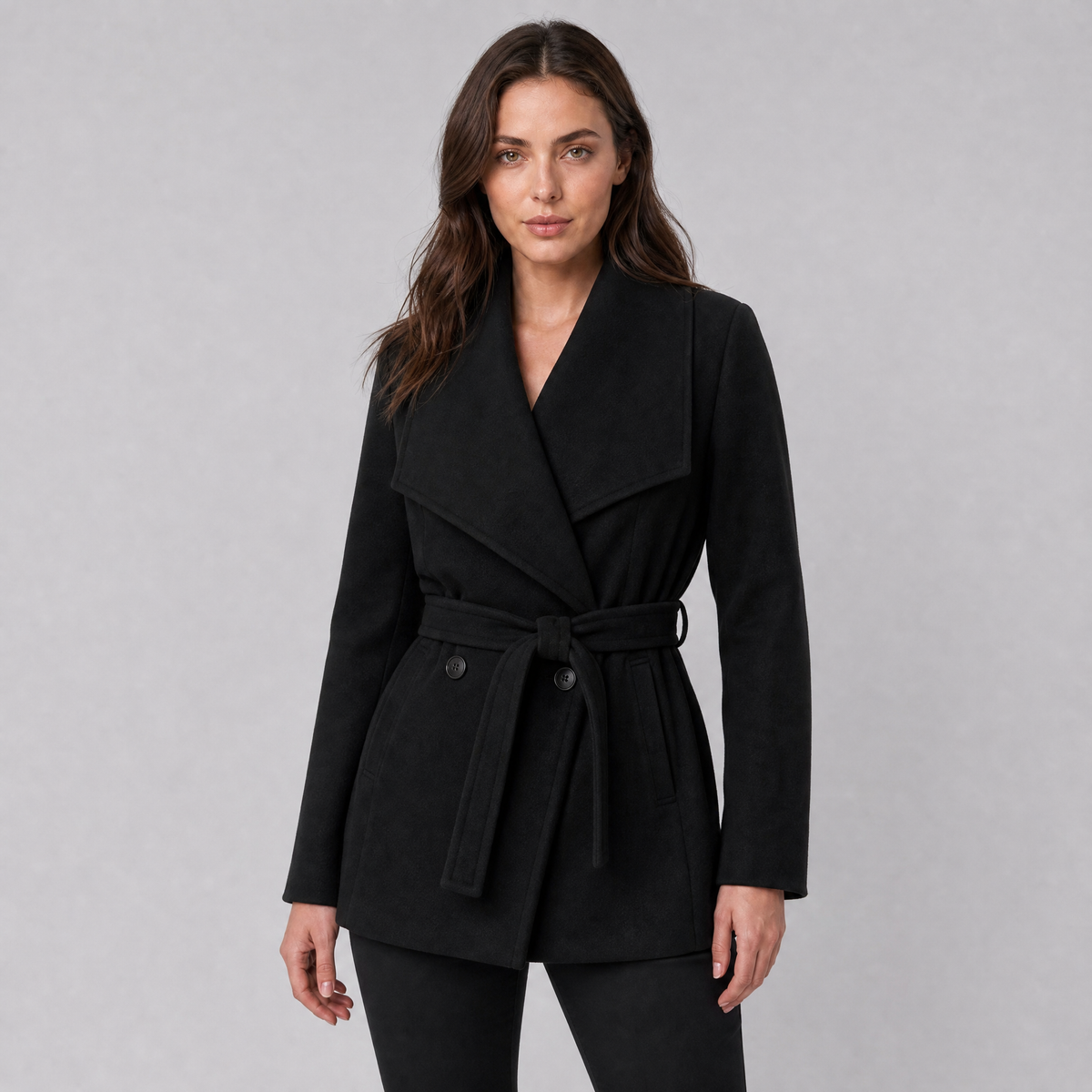 Women's Wool Blend Belted Wrap Coat Tailored Fit
