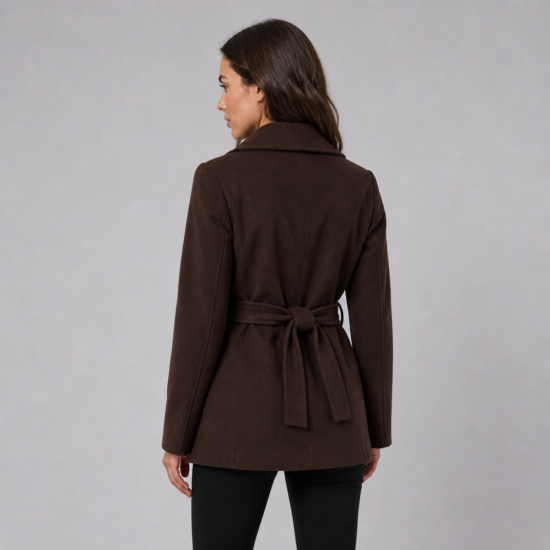 Women's Wool Blend Belted Wrap Coat Tailored Fit