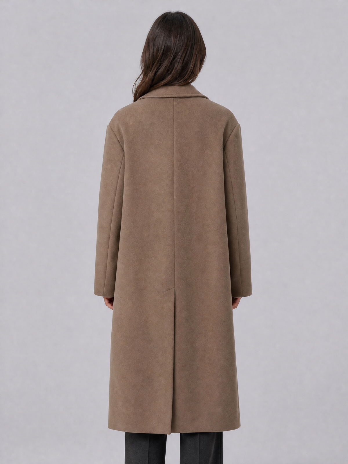 Women's Wool Blend Camel Double Breasted Overcoat Relaxed Fit