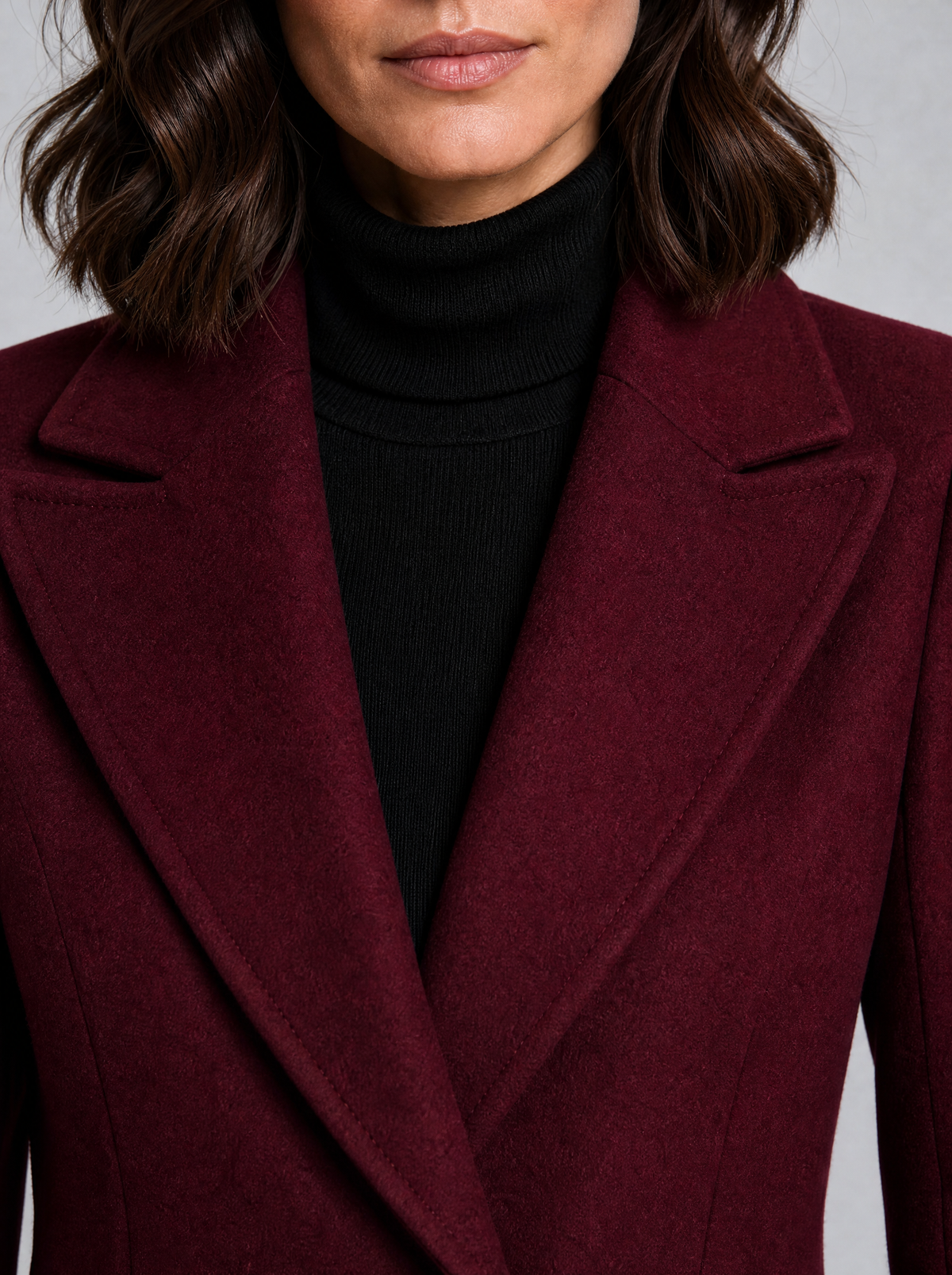 Women's Wool Blend Double Breasted Fitted Overcoat Tailored Fit