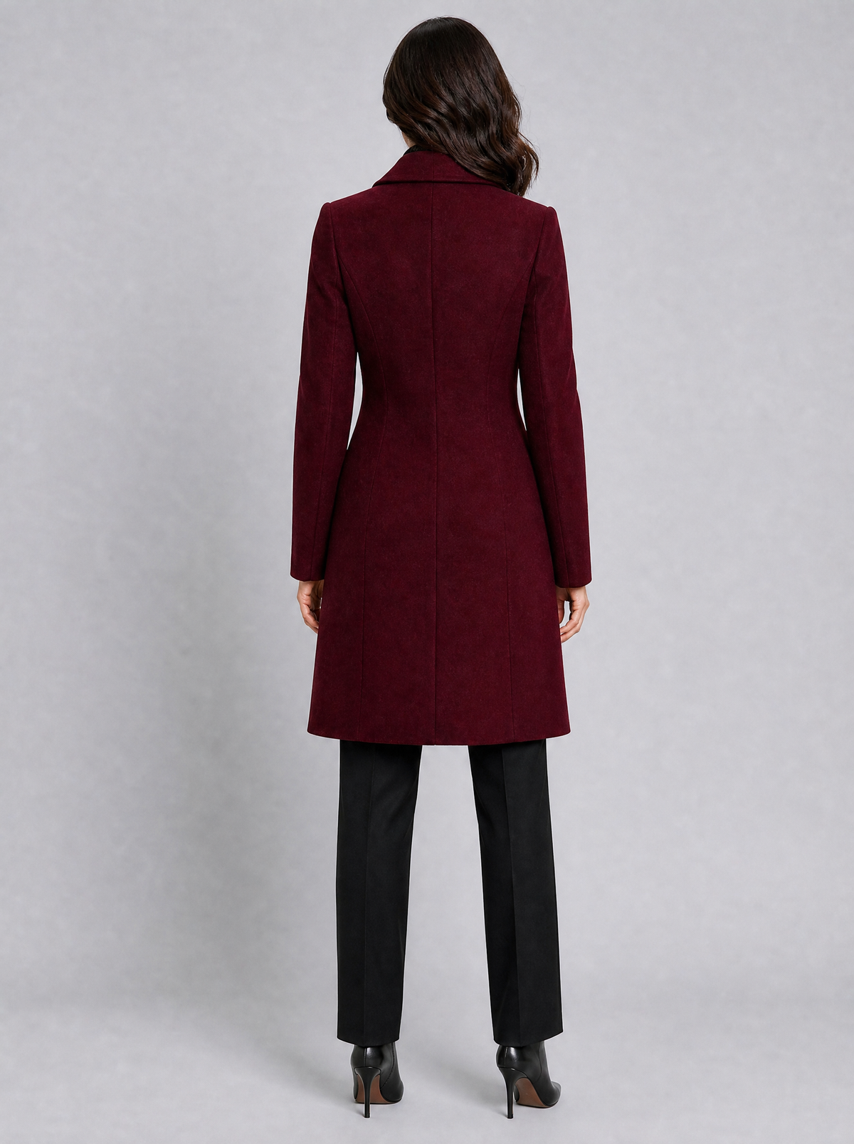Women's Wool Blend Double Breasted Fitted Overcoat Tailored Fit