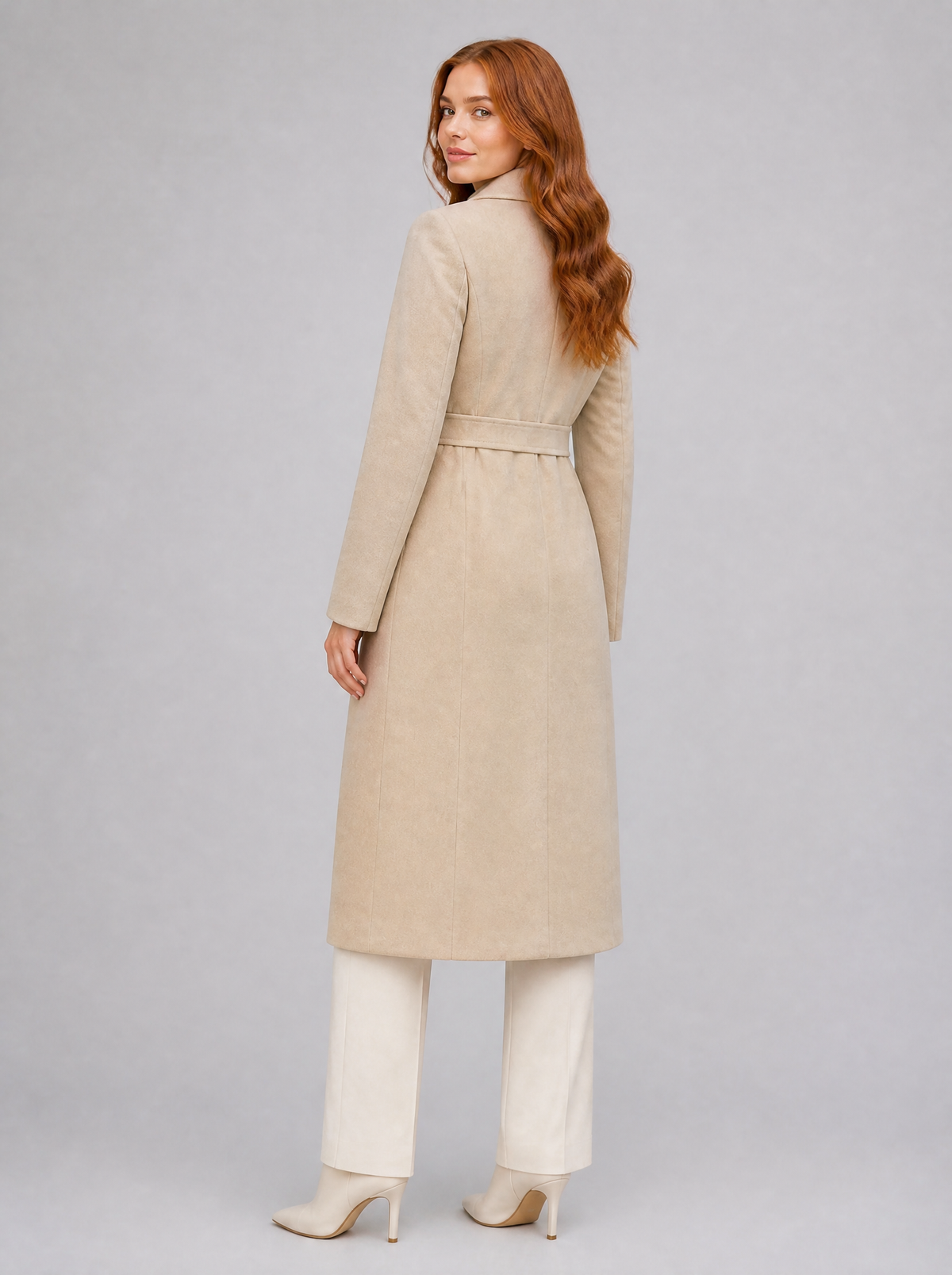 Women's Wool Blend Double Breasted Gold Button Overcoat Tailored Fit - product view 3