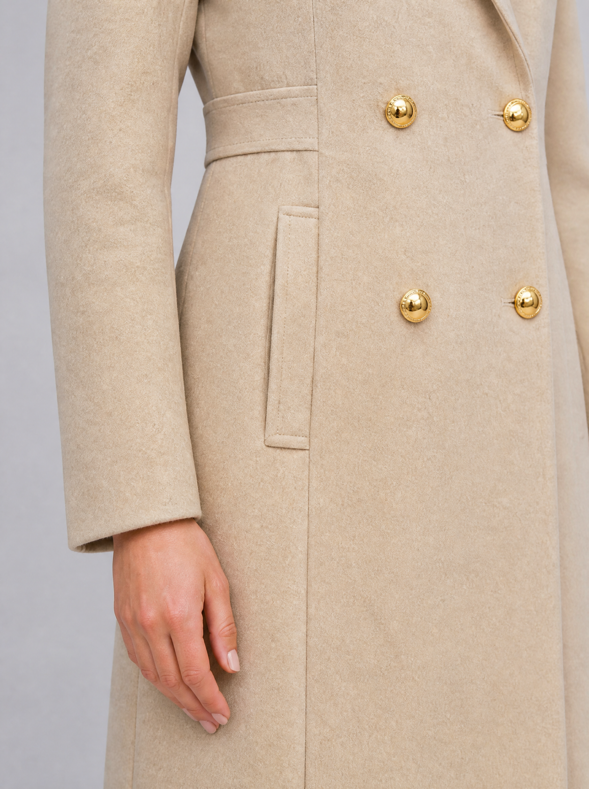 Women's Wool Blend Double Breasted Gold Button Overcoat Tailored Fit - product view 5