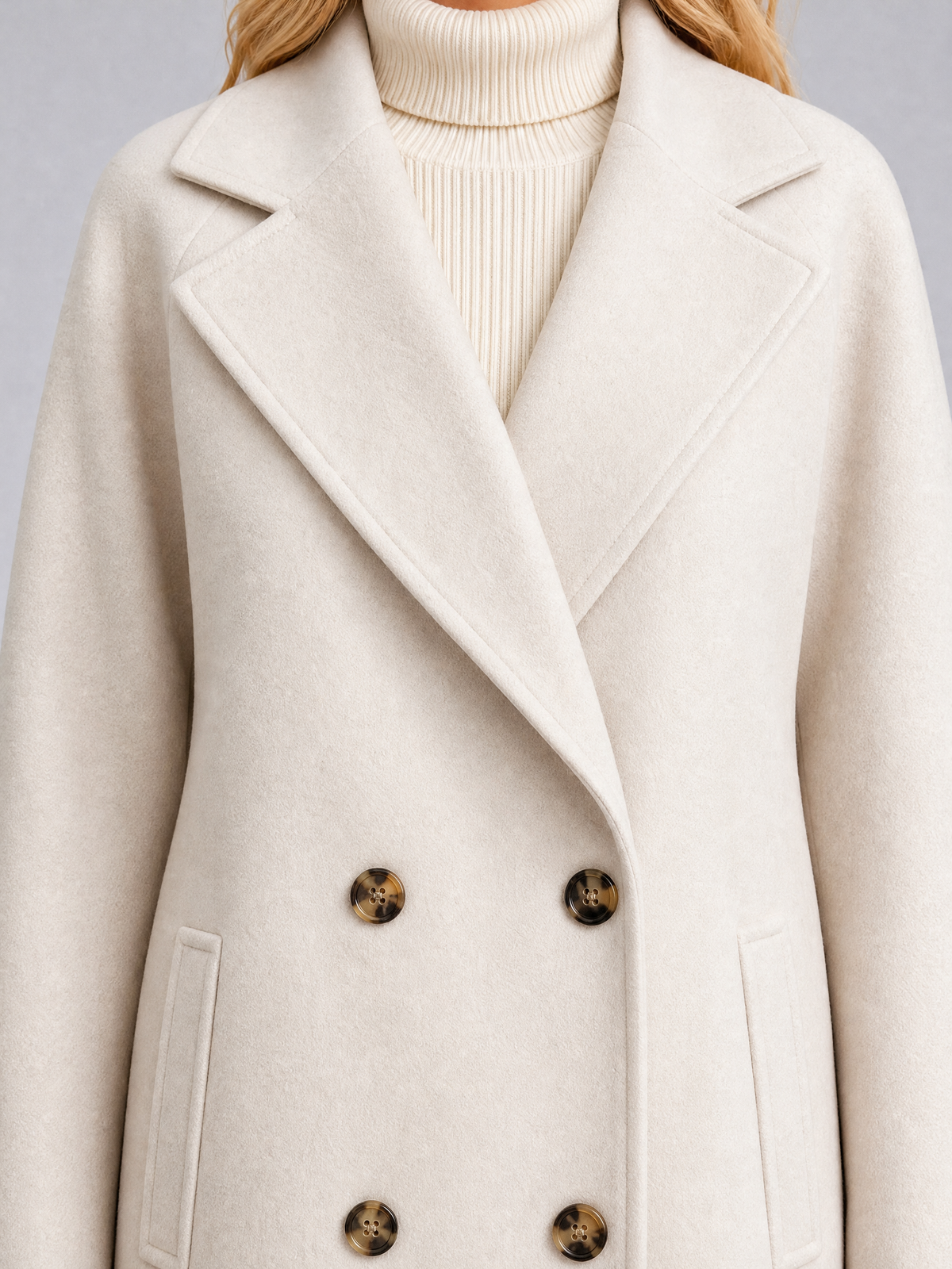 Women's Wool Blend Double Breasted Longline Overcoat Tailored Fit