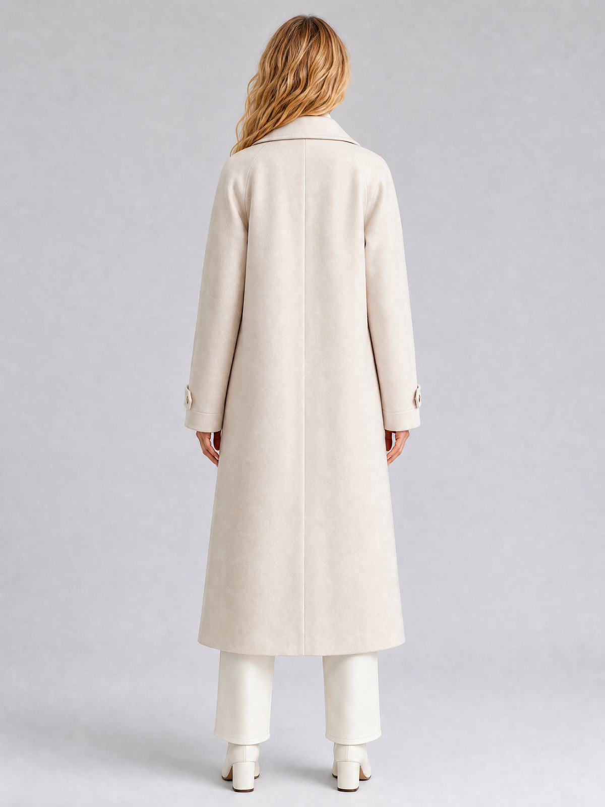 Women's Wool Blend Double Breasted Longline Overcoat Tailored Fit