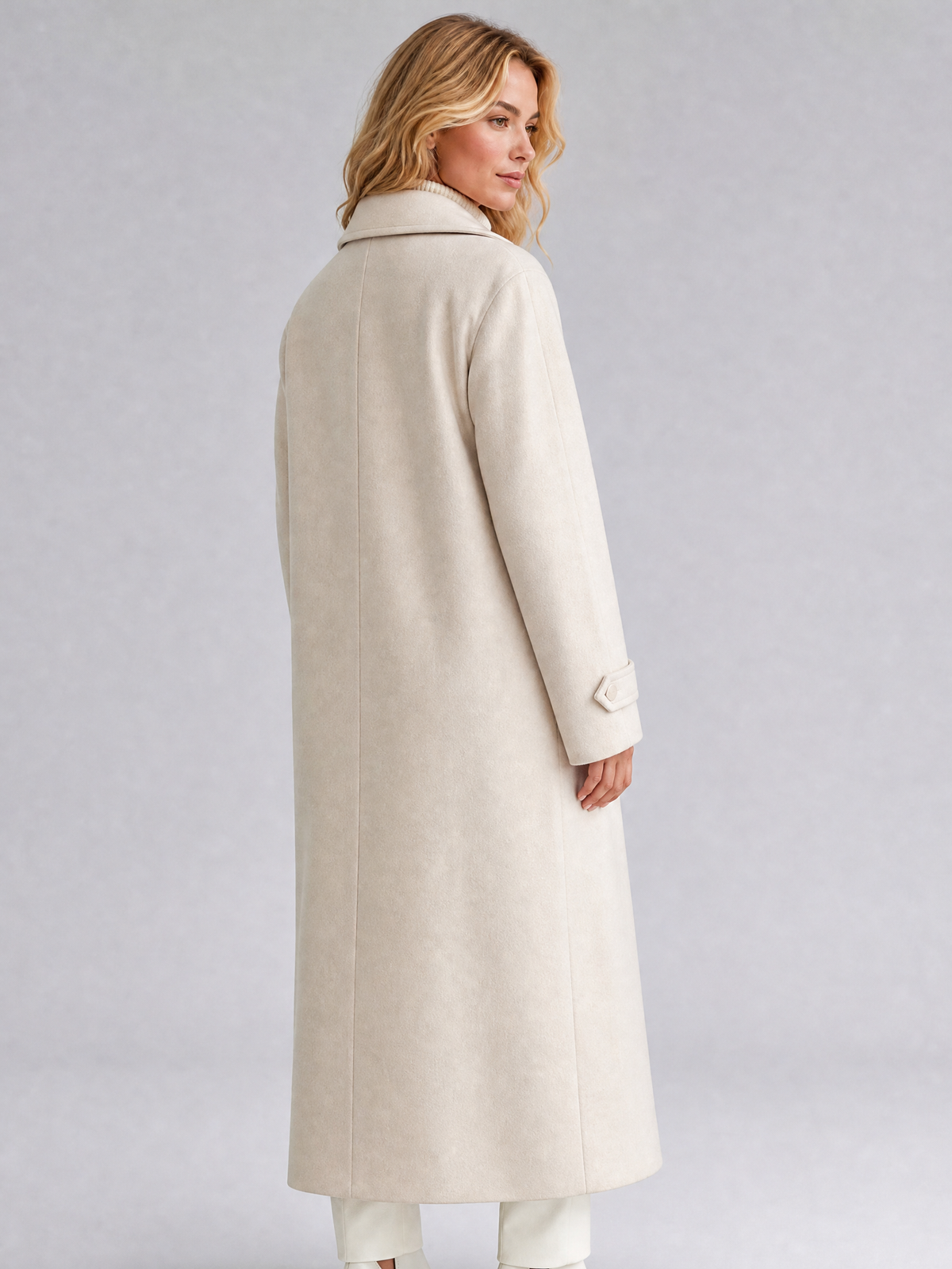 Women's Wool Blend Double Breasted Longline Overcoat Tailored Fit