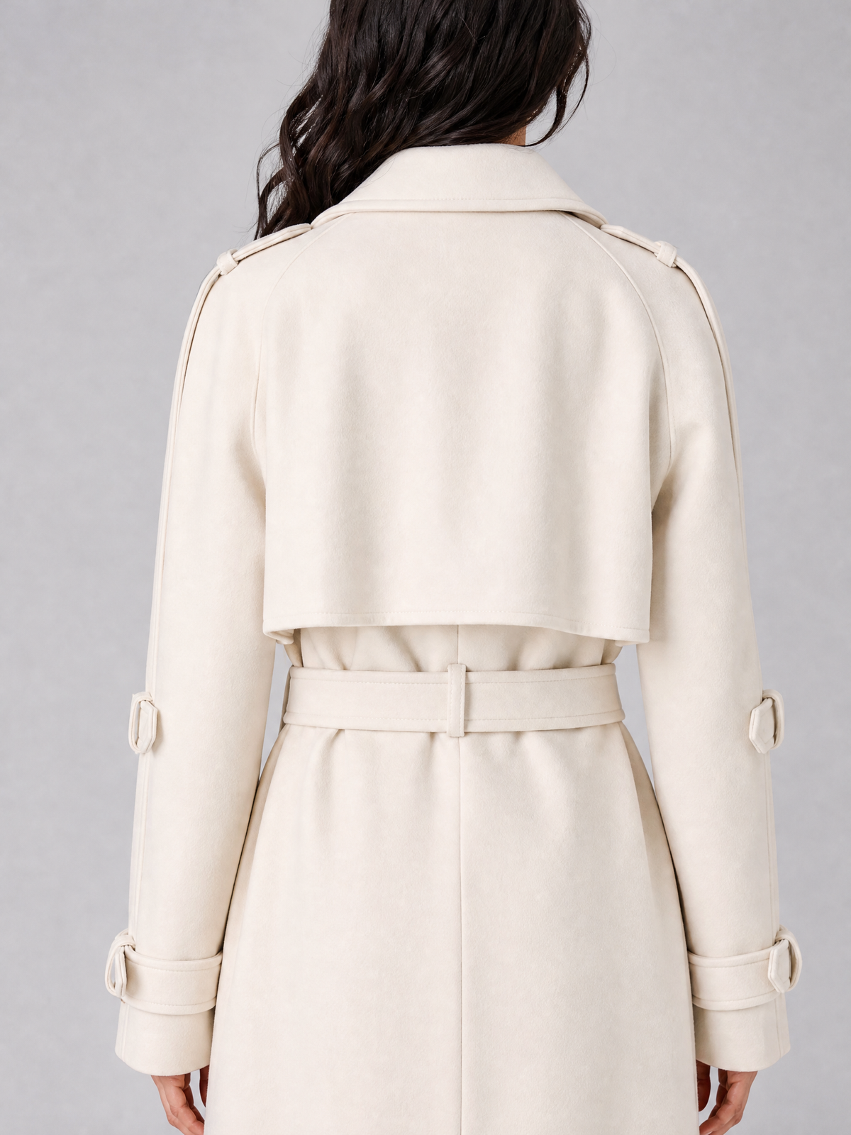 Women's Wool Blend Double Breasted Maxi Trench Coat Tailored Fit