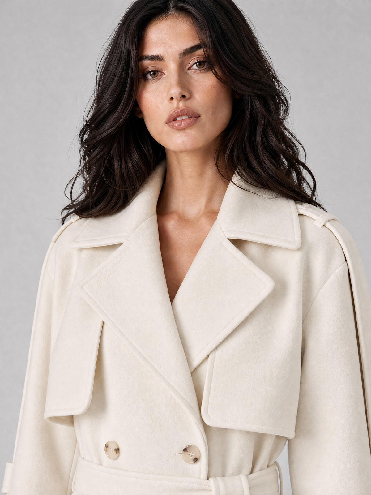 Women's Wool Blend Double Breasted Maxi Trench Coat Tailored Fit