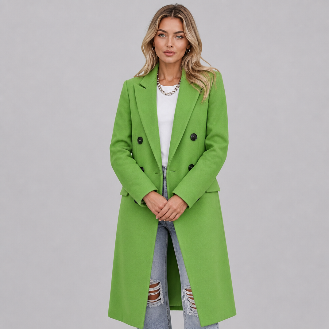 Women's Wool Blend Double Breasted Overcoat Tailored Fit