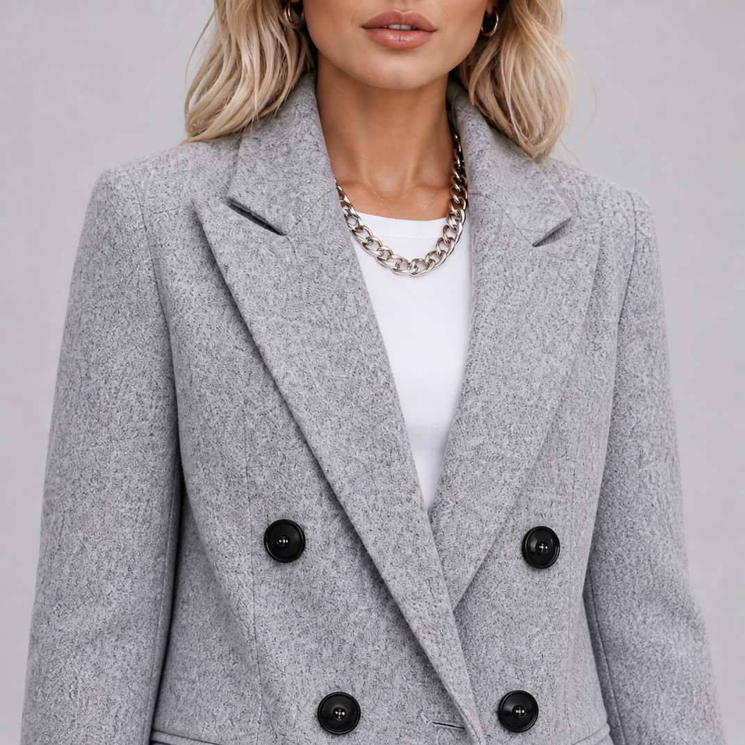 Women's Wool Blend Double Breasted Overcoat Tailored Fit
