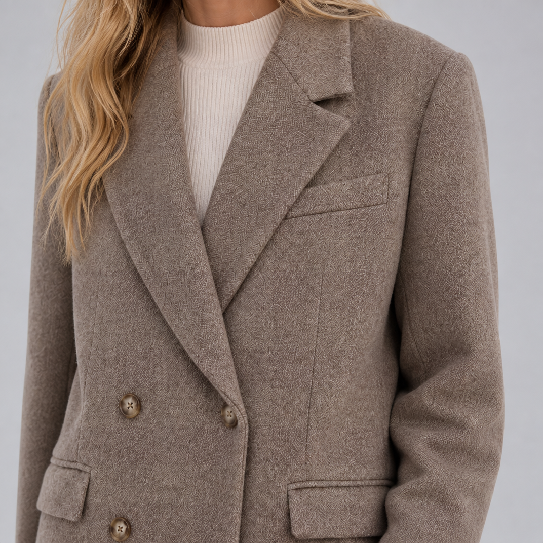 Women's Wool Blend Oversized Double-Breasted Smart Blazer