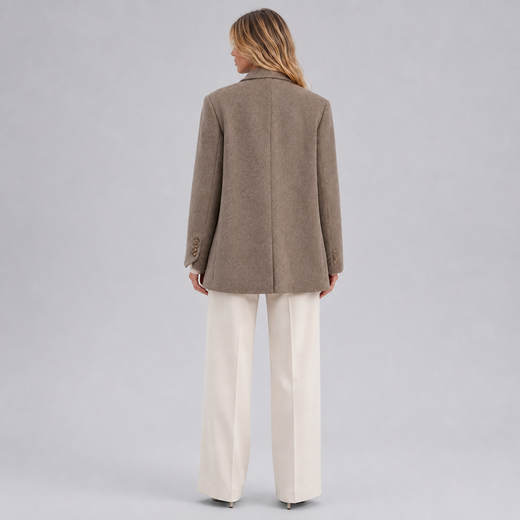 Women's Wool Blend Oversized Double-Breasted Smart Blazer