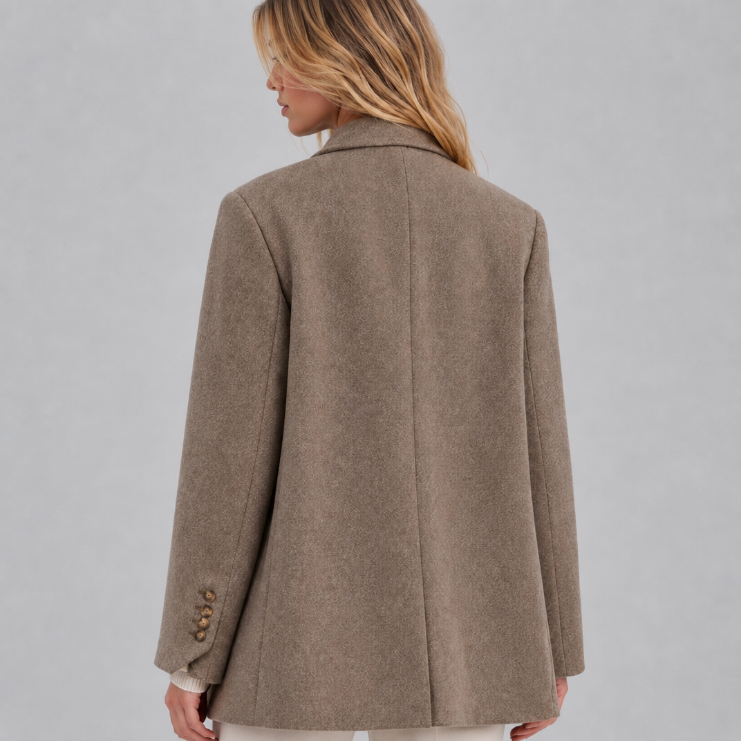 Women's Wool Blend Oversized Double-Breasted Smart Blazer