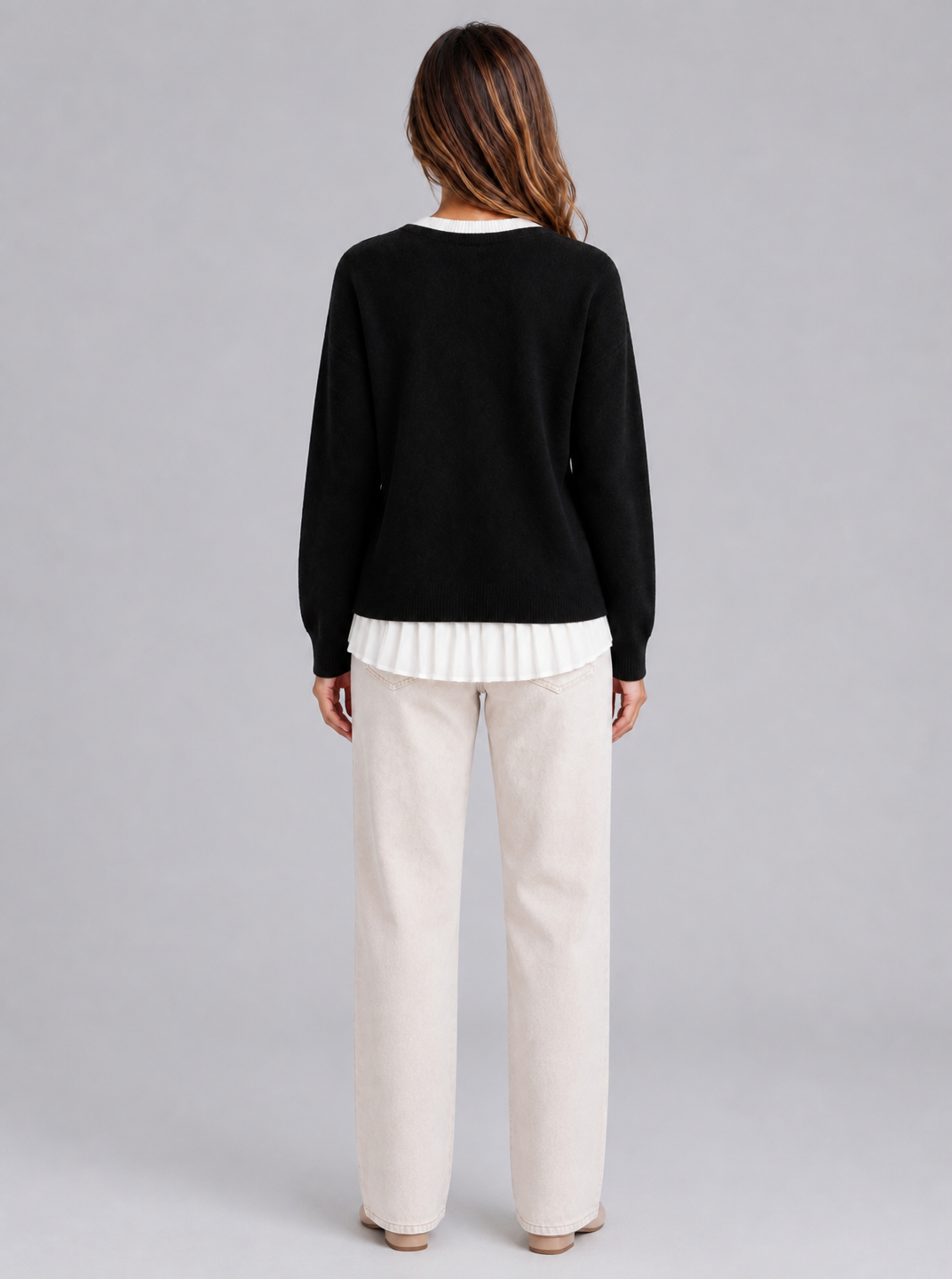 Women's Wool Blend Pleated Hem Asymmetric Cardigan
