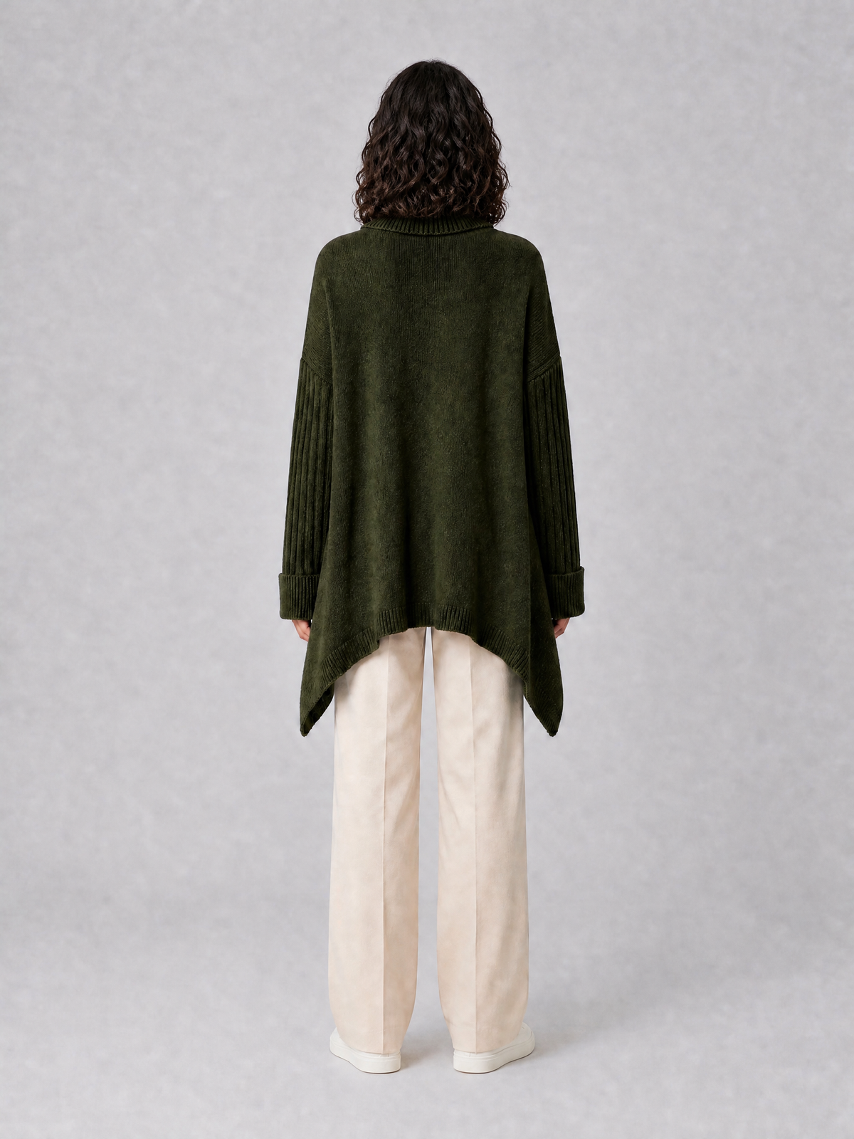 Women's Wool Blend Relaxed Asymmetric Roll Neck Jumper