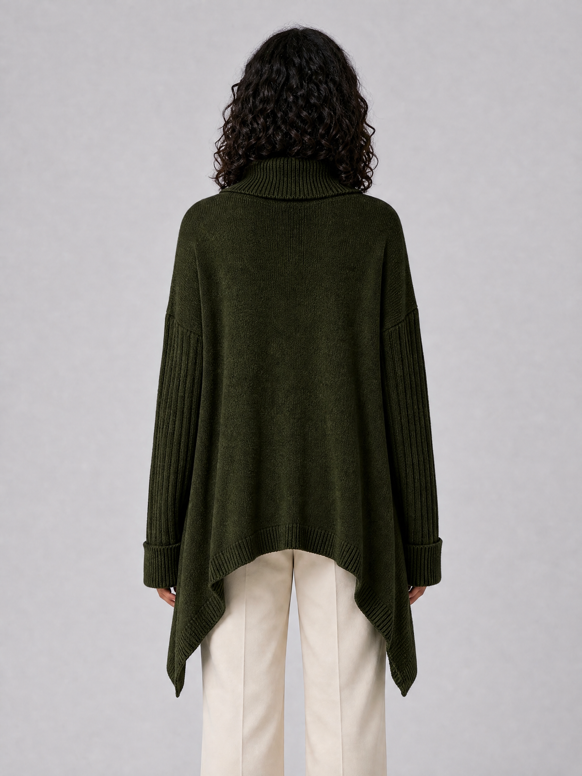 Women's Wool Blend Relaxed Asymmetric Roll Neck Jumper