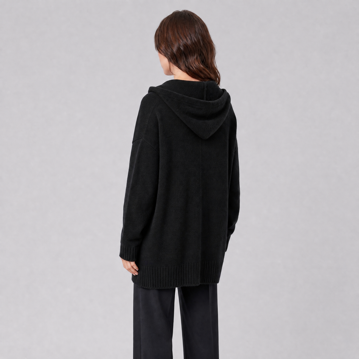 Women's Wool Blend Relaxed Button Front Hooded Cardigan
