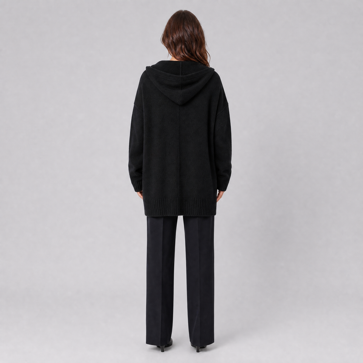 Women's Wool Blend Relaxed Button Front Hooded Cardigan