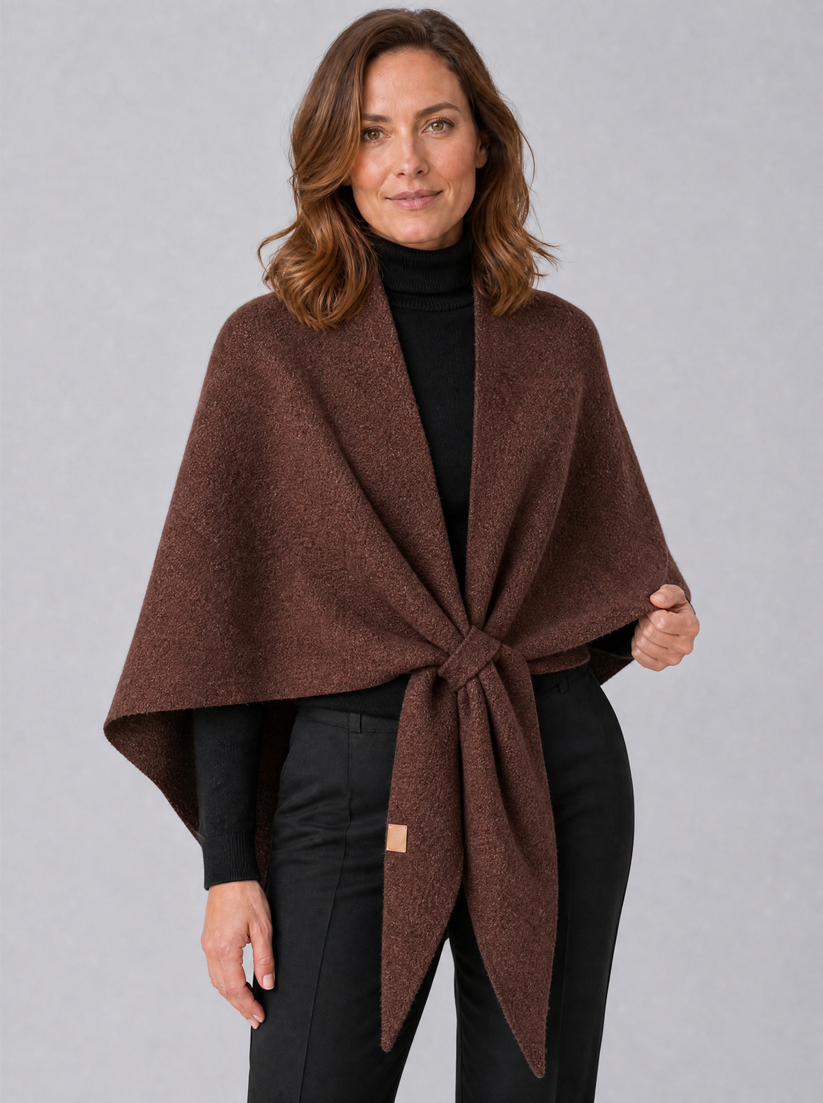Women's Wool Blend Relaxed Tie Cape