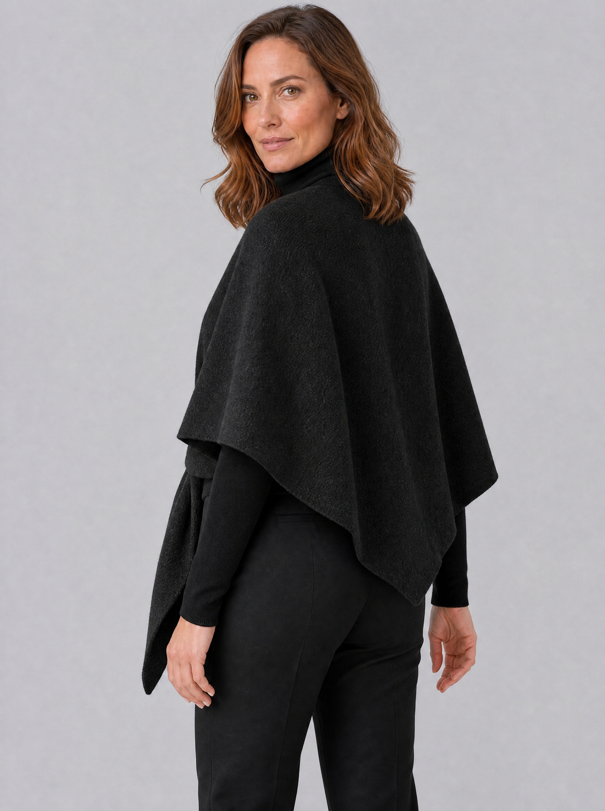 Women's Wool Blend Relaxed Tie Cape