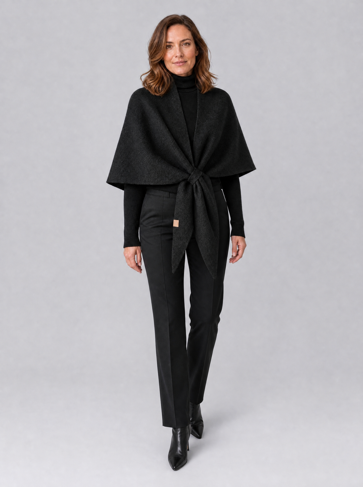 Women's Wool Blend Relaxed Tie Cape