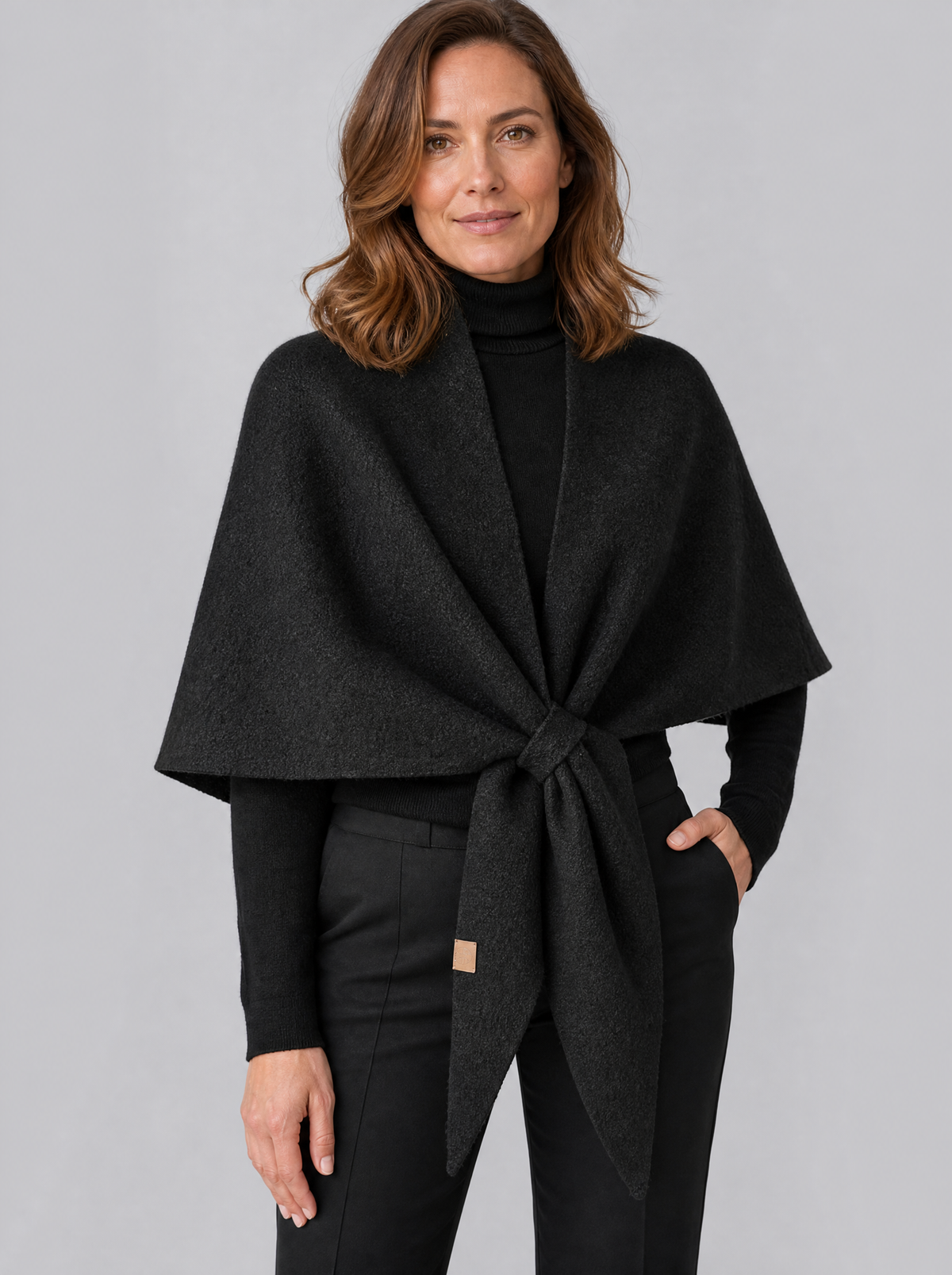 Women's Wool Blend Relaxed Tie Cape
