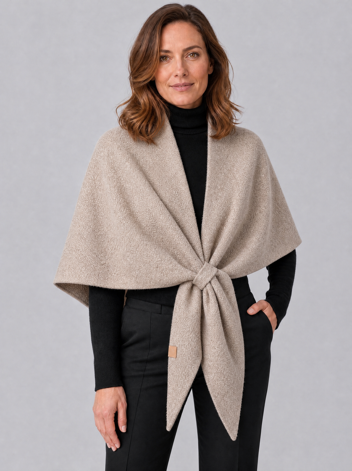 Women's Wool Blend Relaxed Tie Cape