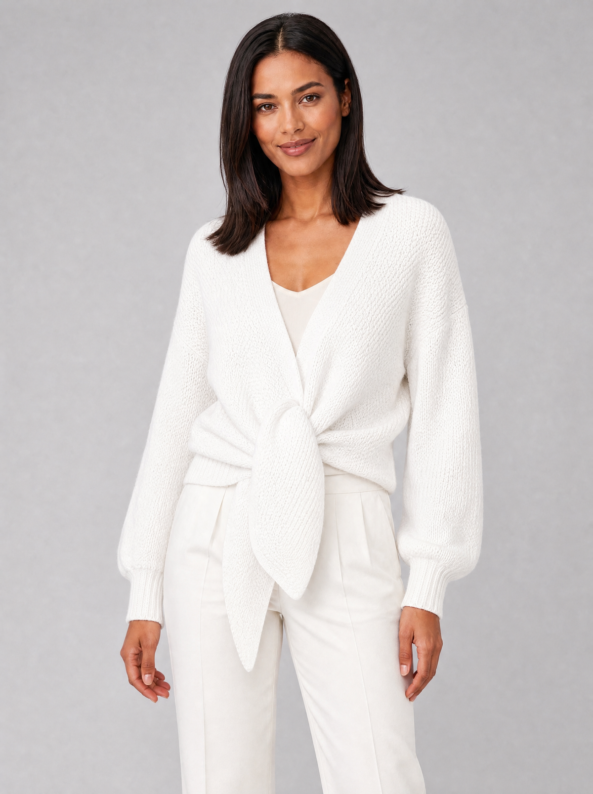 Women's Wool Blend Relaxed Tie Cardigan