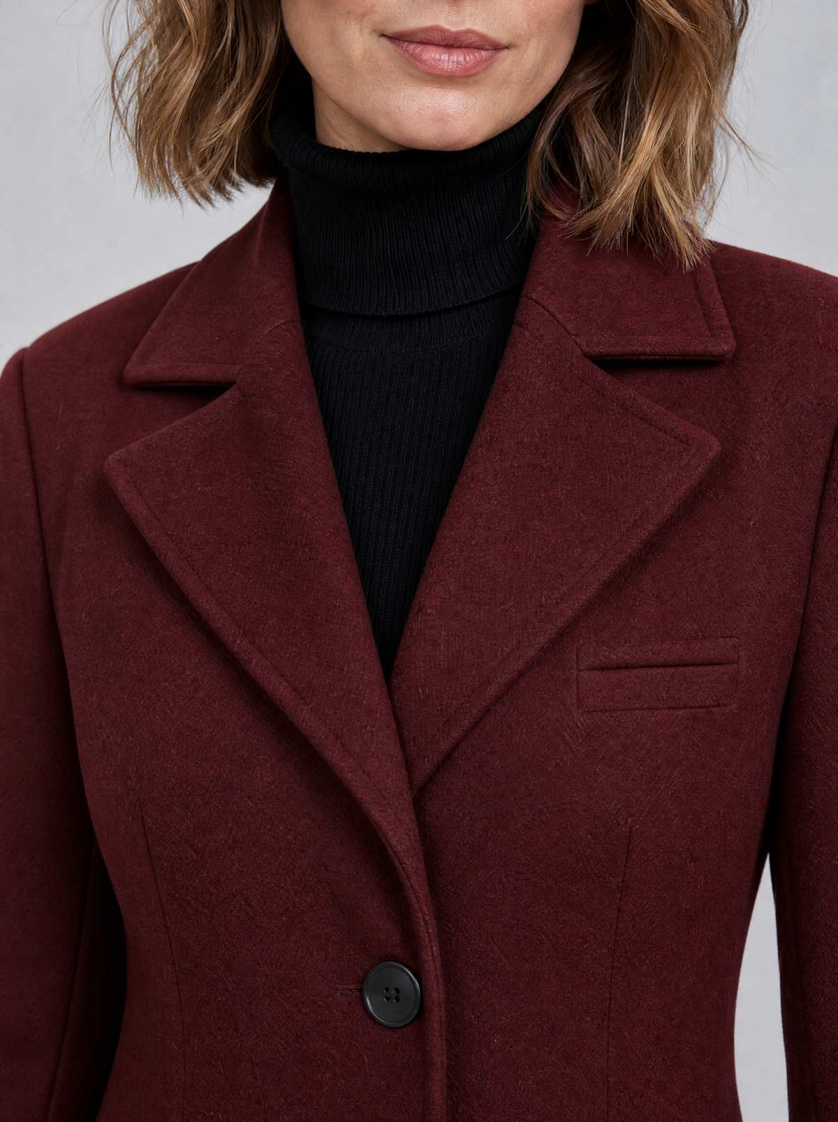 Women's Wool Blend Single Breasted Longline Overcoat Tailored Fit
